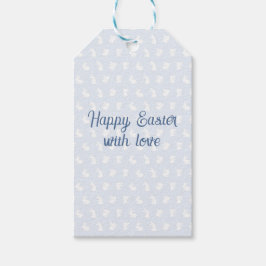 Blaues minimalistisches Osterhasen-Happy-Ostern-mi Geschenkanhänger