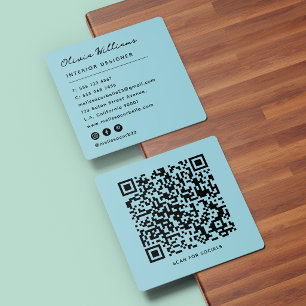 Blaues minimalistisches professionelles QR-Code-ei Quadratische Visitenkarte