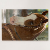 Blaues Mit Augen Arabisches Pferd Puzzle (Horizontal)