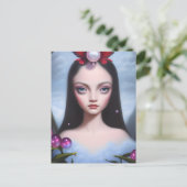 Blaues Mit Augen Brünettes Mädchen Postkarte (Stehend Vorderseite)