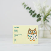 Blaues Mit Augen Eule Visitenkarte (Stehend Vorderseite)