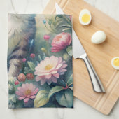 Blaues Mit Augen Kätzchen Geschirrtuch (Viertel Falte)