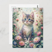 Blaues Mit Augen Kätzchen Postkarte (Vorne/Hinten)