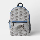 Blaues mit Augen Pferd Bedruckter Rucksack (Vorderseite)