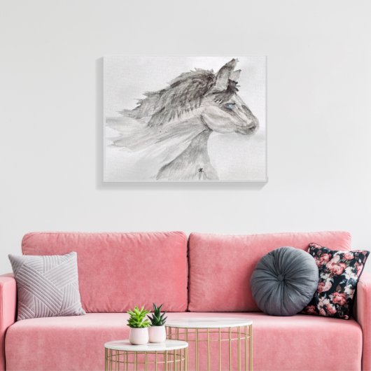 Blaues - mit Augen Pferd Leinwanddruck (Insitu (Wohnzimmer))