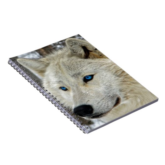 Blaues mit Augen weißer Wolf-Notizbuch Notizblock (Rechte Seite)