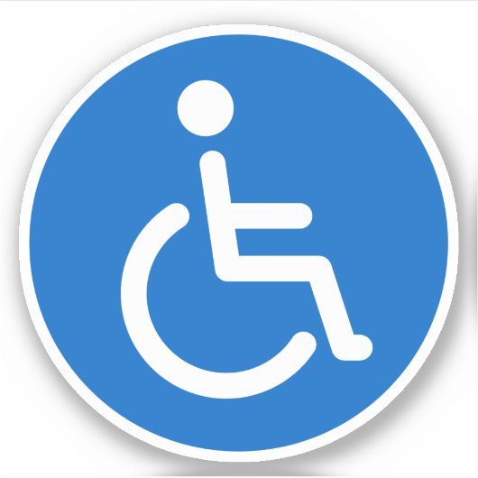 Blaues mit Behinderung Zeichen, runde Aufkleber (Vorderseite)