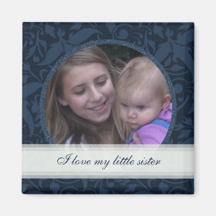 Blaues mit Blumengerahmtes: Schwester: Bild-Magnet Magnet