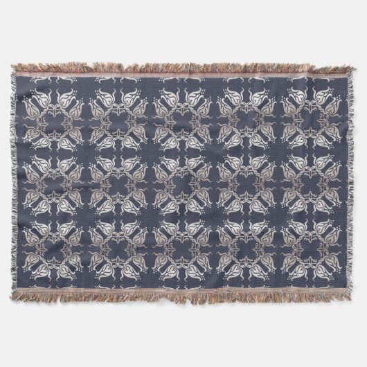 blaues mit Blumenmuster der barocken Art Decke (Vorderseite)