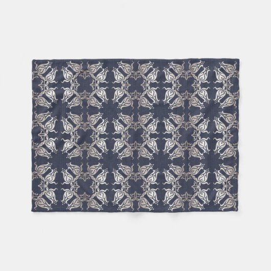 blaues mit Blumenmuster der barocken Art Fleecedecke (Vorderseite (Horizontal))