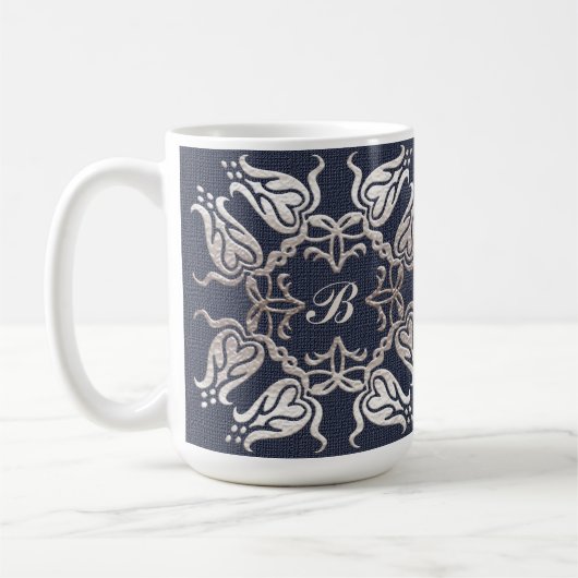 blaues mit Blumenmuster der barocken Art Kaffeetasse (Links)