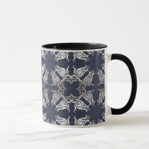 blaues mit Blumenmuster der barocken Art Tasse
