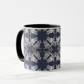 blaues mit Blumenmuster der barocken Art Tasse (Vorderseite Links)