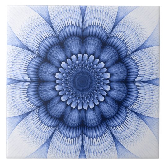 Blaues mit Blumenmuster Fliese (Vorderseite)