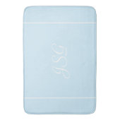 Blaues Mit Monogramm Bad Badematte (Vorderseite Vertikal)