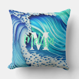 Blaues Mit Monogramm Meer Kissen