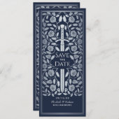 Blaues Mittelalterliches Silberschwert Save the Da Save The Date (Vorne/Hinten)