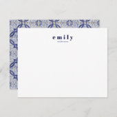 Blaues Mittelmeer-Fliesen Mitteilungskarte (Vorne/Hinten)