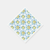 Blaues Mittelmeer-Fliesenpapier Napkin Serviette (Ecke)