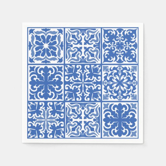 Blaues Mittelmeer Hochzeit oder Brautparty Serviette (Vorderseite)