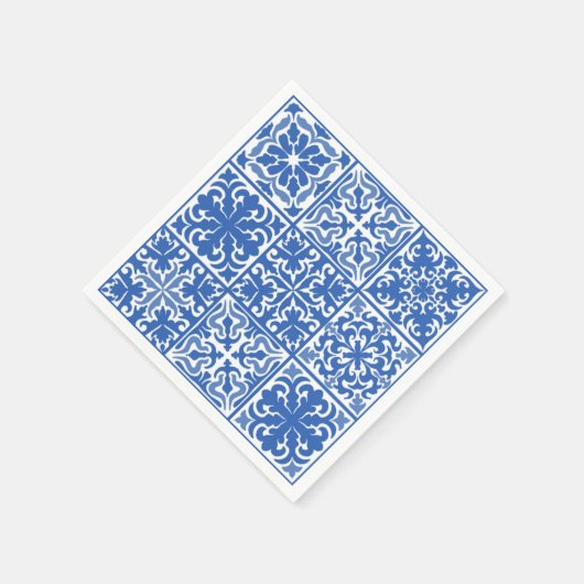 Blaues Mittelmeer Hochzeit oder Brautparty Serviette (Ecke)