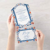 Blaues Mittelmeer - Italienische Hochzeit All In One Einladung (Abreißen)