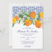 Blaues Mittelmeer | Lemon Orange Wedding Einladung (Vorderseite)