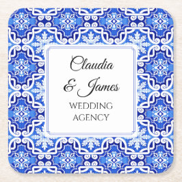 Blaues Mittelmeer Portugiesisches Azulejo-Aquarell Rechteckiger Pappuntersetzer