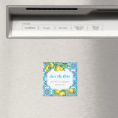 Blaues Mittelmeer Tile Lemon Save the Date Magnet (In Situ (Geschirrspüler))