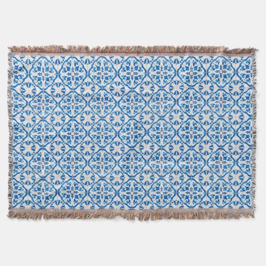 Blaues Mittelmeerklippchen - Elegant Azulejo Decke (Vorderseite)