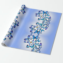Blaues Modern Elegantes Niedliches Schmetterlingsm Geschenkpapier