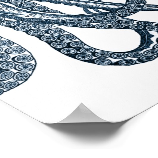 Blaues Modern Octopus Poster (Ecke)