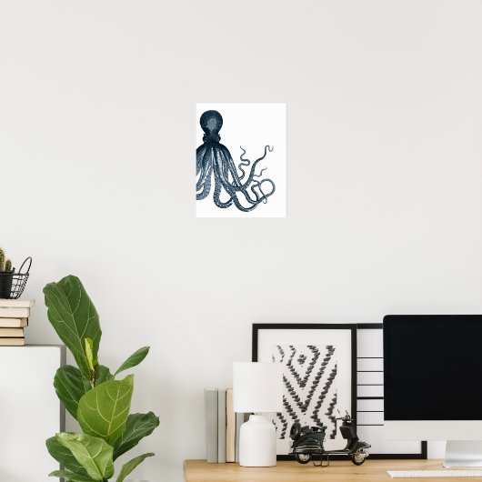 Blaues Modern Octopus Poster (Heimbüro)