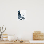 Blaues Modern Octopus Poster (Küche)