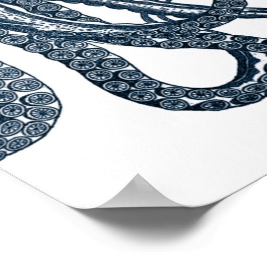 Blaues Modern Octopus Poster (Ecke)