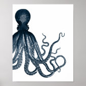 Blaues Modern Octopus Poster (Vorne)