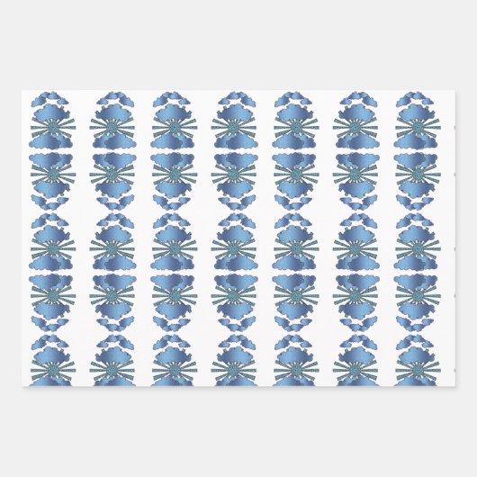 Blaues, modernes Abstraktes Wasserfarbmuster Geschenkpapier Set (Vorderseite 3)