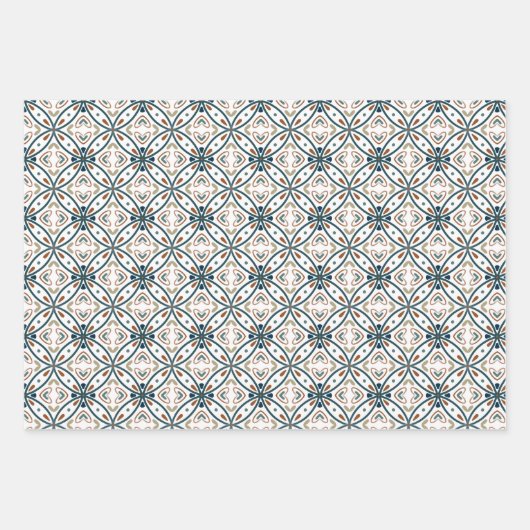 Blaues modernes Batik-Muster Geschenkpapier Set (Vorderseite 2)