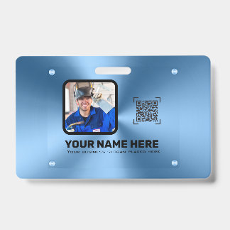 Blaues, modernes berufliches Foto QRcode Ausweis