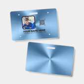 Blaues, modernes berufliches Foto QRcode Ausweis (Vorder- & Rückseite)