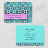 Blaues modernes Blättermuster Visitenkarte (Vorne/Hinten)