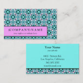Blaues modernes Blättermuster Visitenkarte (Vorne/Hinten)