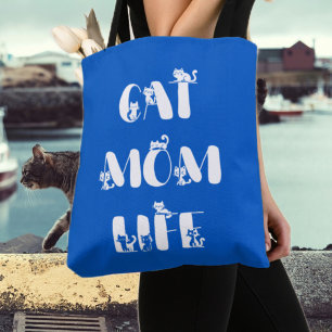 Blaues modernes Cat Mom Life süßes Muttertags-Desi Tasche