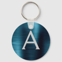 Blaues modernes falsches Edelstahl-Monogramm