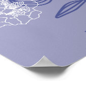 Blaues, modernes, florales abstraktes künstlerisch poster (Ecke)