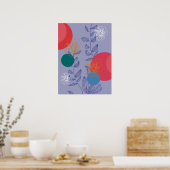 Blaues, modernes, florales abstraktes künstlerisch poster (Küche)