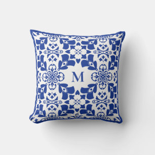 Blaues modernes florales Muster elegantes einfache Kissen