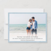 Blaues modernes Foto Save the Date (Rückseite)