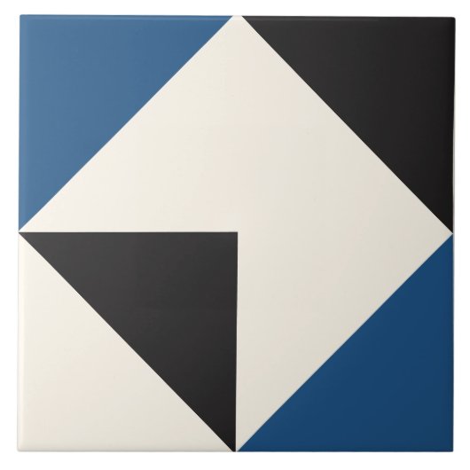 Blaues modernes geometrisches Muster Fliese (Vorderseite)
