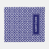 Blaues, modernes geometrisches Muster personalisie Fleecedecke (Vorderseite (Horizontal))